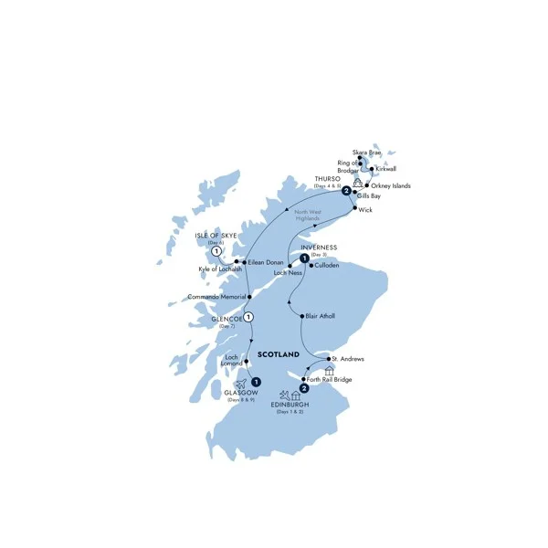 Sw Scotland Map Tour | Country Roads of Scotland | Insight Vacations | B905M27